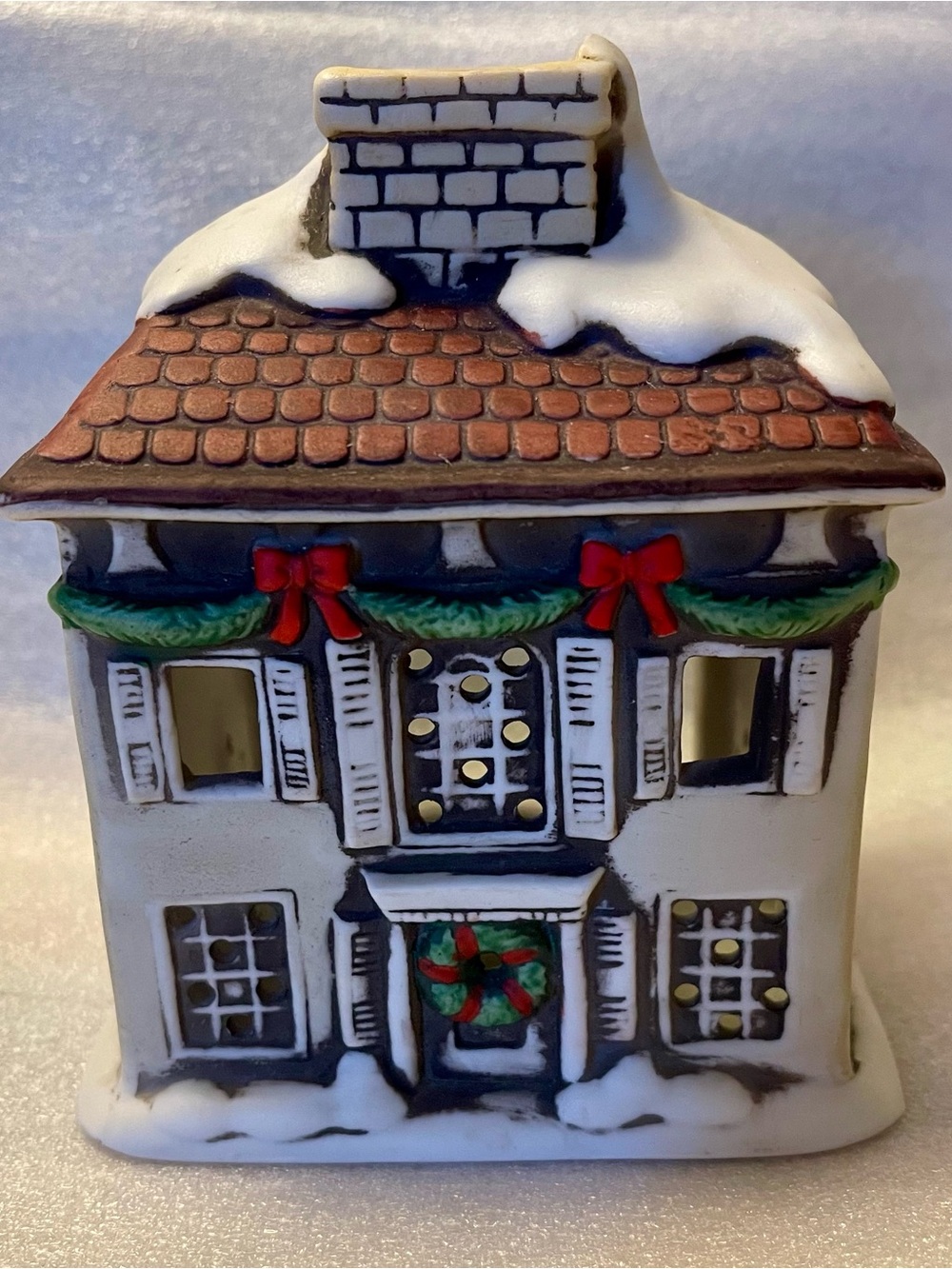Retired Vintage Lefton China Christmas Colonial Village Votive House Sri Lanka
